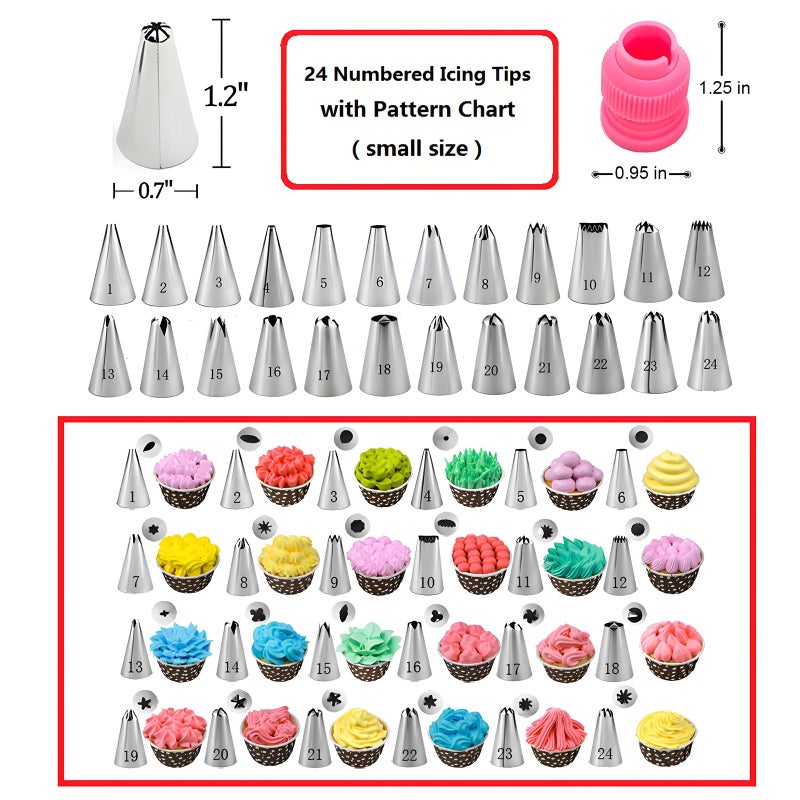 YOQXHY 190 Pcs Cake Decorating Kit,Baking Supplies Tools with Cake Turntable,24 Numbered Icing Piping Tips,Frosting Spatulas,Pastry Bags & More for Professional Bakery Beginner Cake Lover - Image 3
